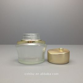 OEM White Frosted Cosmetic Packaging Glass Bottles And Jars With Cap And Pump